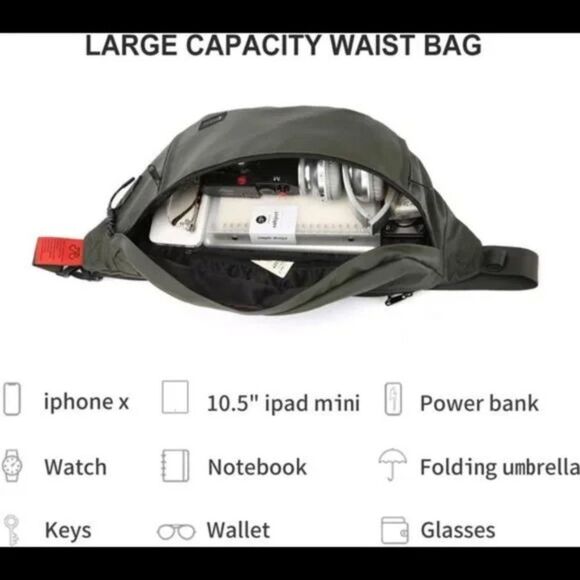 New Large Crossbody Fanny Pack for Women Men,Green - Picture 3 of 8